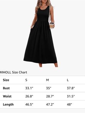 WIHOLL Black Sleeveless Midi  Dress – Size Small